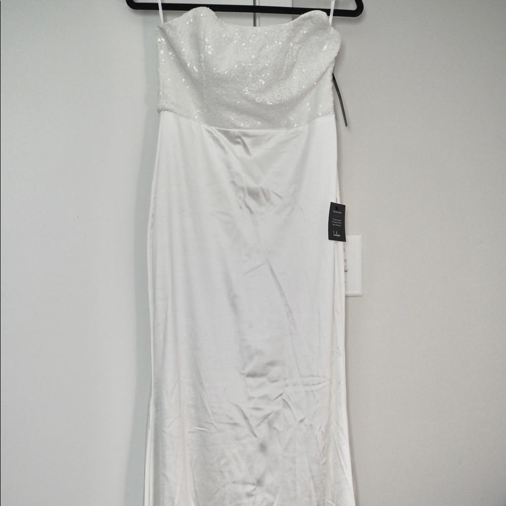 Sequin White Strapless Maxi Dress Size M NWT